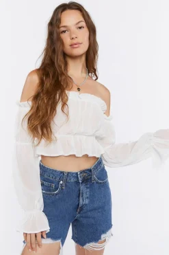 Ruffle Off-The-Shoulder Crop Top