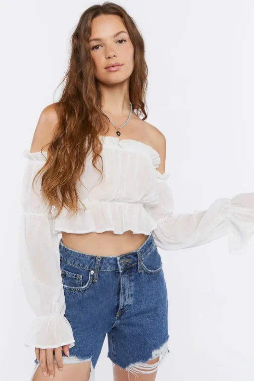 Ruffle Off-The-Shoulder Crop Top