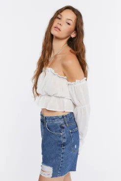 Ruffle Off-The-Shoulder Crop Top