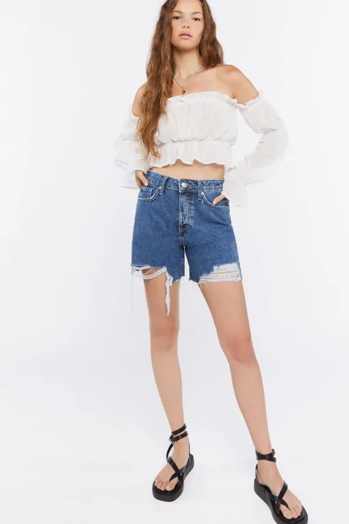 Ruffle Off-The-Shoulder Crop Top