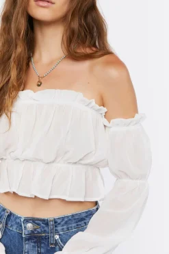 Ruffle Off-The-Shoulder Crop Top
