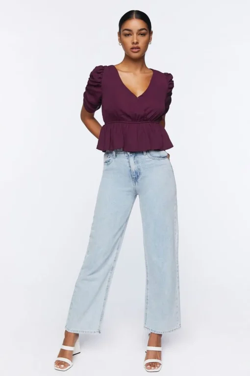 Ruffle Puff-Sleeve Top