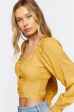 Ruffle Smocked Crop Top