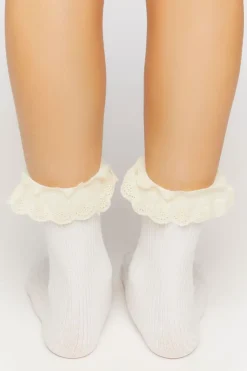 Ruffled Crochet-Trim Crew Socks