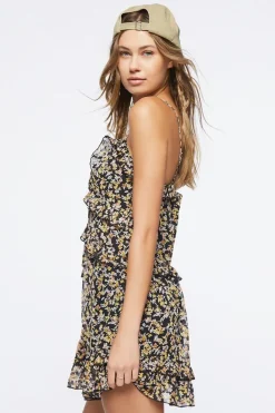 Ruffled Ditsy Floral Print Mini Dress