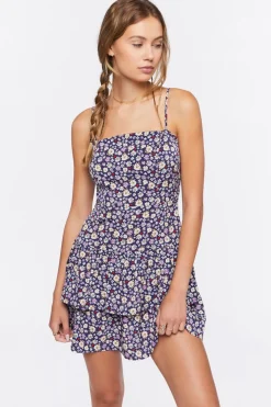 Ruffled Floral Print Mini Dress