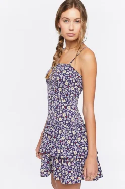 Ruffled Floral Print Mini Dress