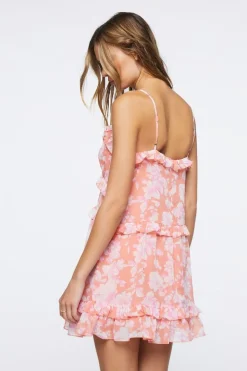 Ruffled Floral Print Mini Dress