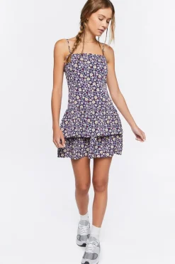 Ruffled Floral Print Mini Dress