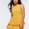 Ruffled Halter Mini Dress