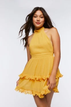 Ruffled Halter Mini Dress
