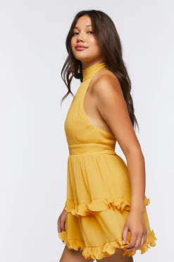 Ruffled Halter Mini Dress