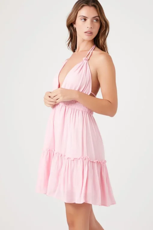 Ruffled Halter Mini Dress
