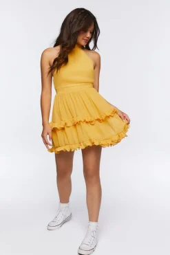 Ruffled Halter Mini Dress