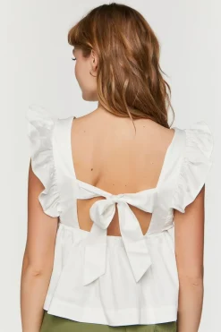 Ruffled Tie-Back Babydoll Crop Top