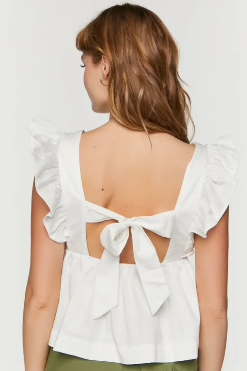 Ruffled Tie-Back Babydoll Crop Top