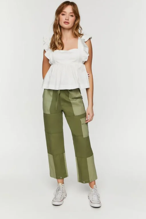 Ruffled Tie-Back Babydoll Crop Top