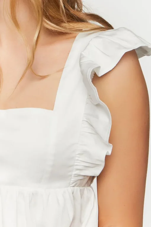 Ruffled Tie-Back Babydoll Crop Top