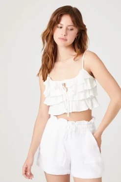 Ruffle-Trim Drawstring Shorts