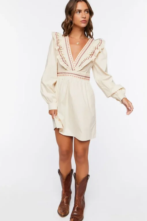 Ruffle-Trim Mini Dress