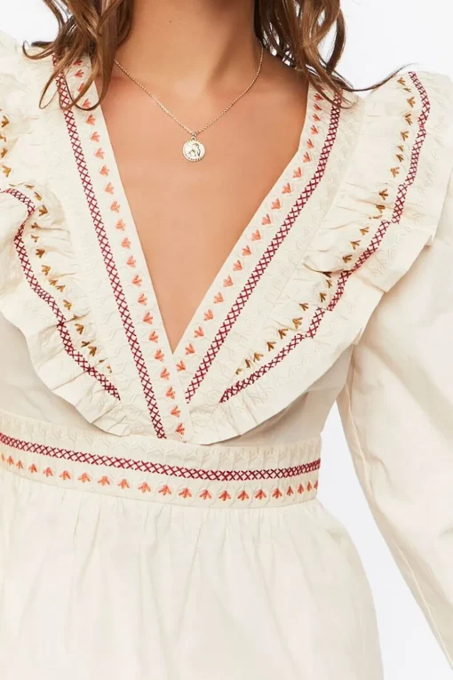 Ruffle-Trim Mini Dress