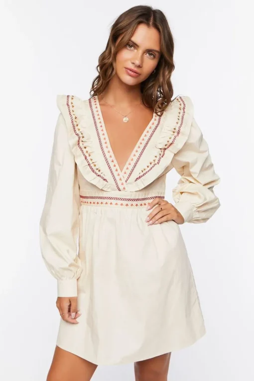 Ruffle-Trim Mini Dress