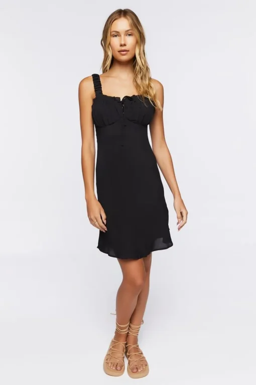 Ruffle-Trim Sweetheart Mini Dress