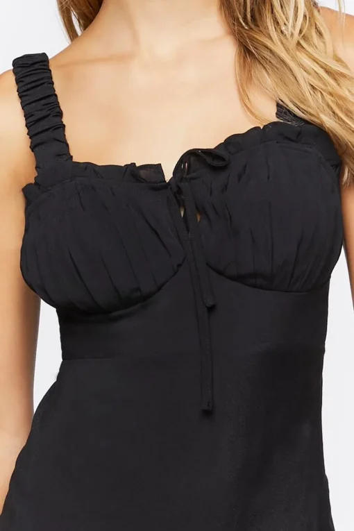 Ruffle-Trim Sweetheart Mini Dress
