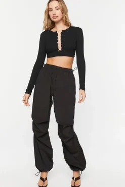 Safety Pin Cutout Crop Top
