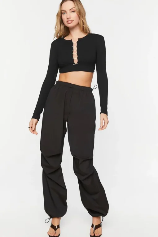 Safety Pin Cutout Crop Top