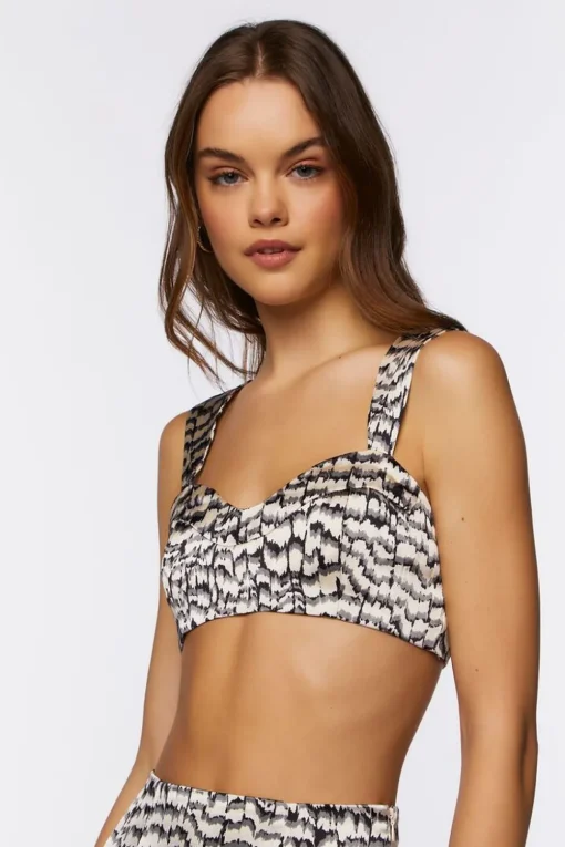 Satin Abstract Print Bralette