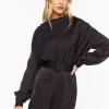 Satin Belted Drop-Sleeve Mini Dress