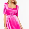 Satin Belted Mini Dress