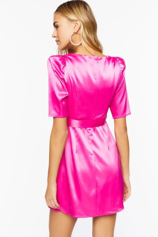 Satin Belted Mini Dress