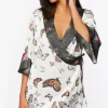 Satin Butterfly Print Robe