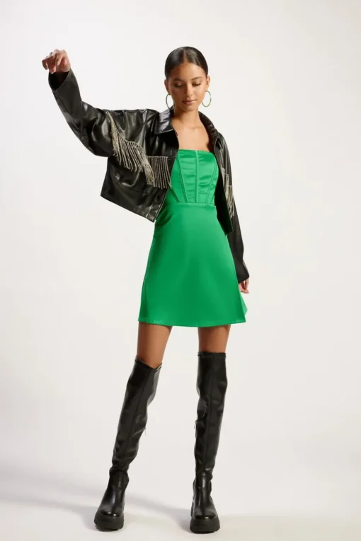 Satin Corset Tube Mini Dress
