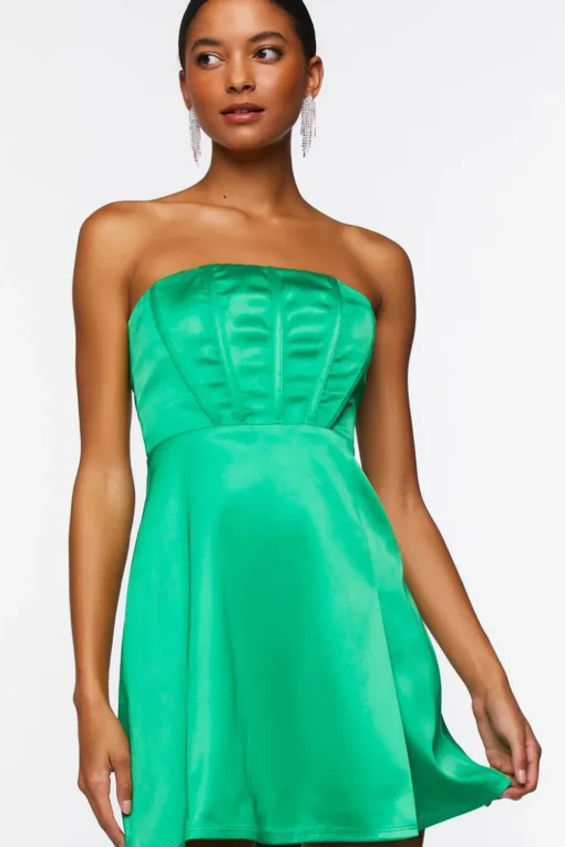 Satin Corset Tube Mini Dress