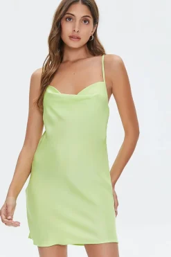 Satin Cowl Mini Slip Dress