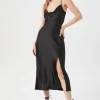 Satin Cowl Neck Midi Dress