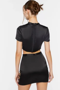 Satin Crop Top & Skirt Set