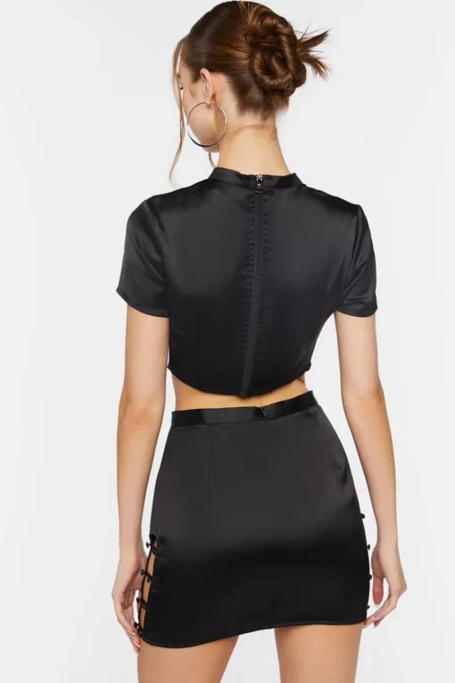 Satin Crop Top & Skirt Set