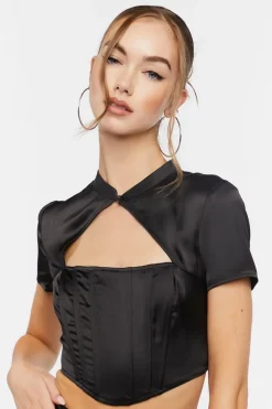 Satin Crop Top & Skirt Set