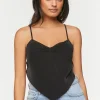 Satin Cropped Handkerchief Cami