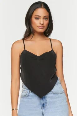 Satin Cropped Handkerchief Cami