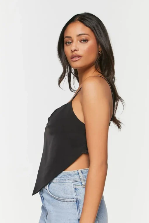 Satin Cropped Handkerchief Cami