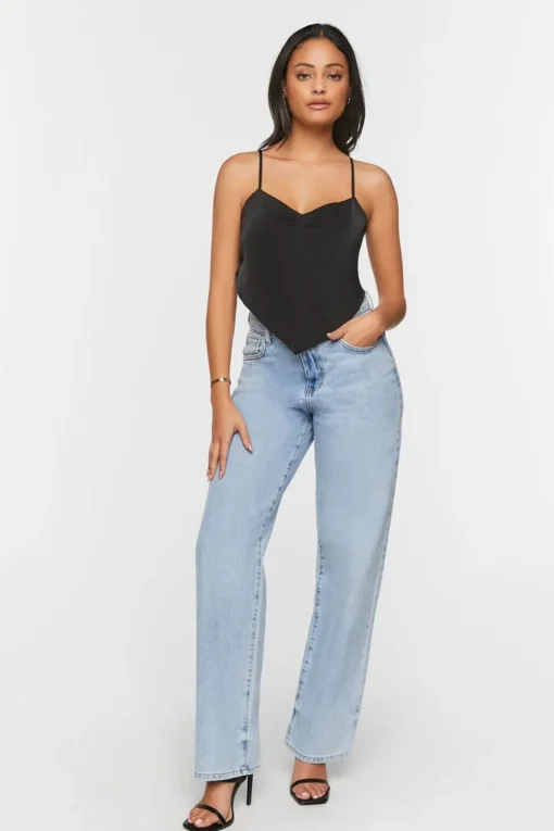 Satin Cropped Handkerchief Cami