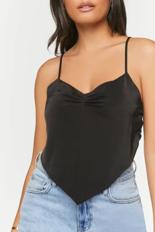 Satin Cropped Handkerchief Cami