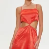 Satin Cutout Mini Dress