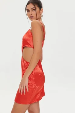 Satin Cutout Mini Dress