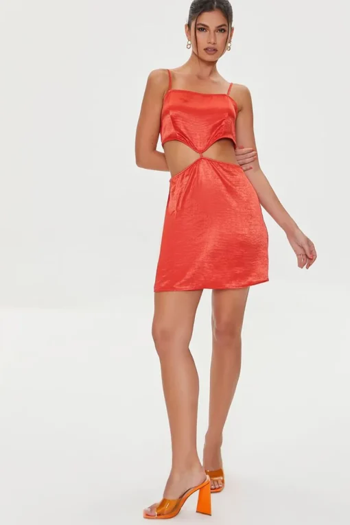 Satin Cutout Mini Dress